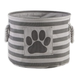 $12.99: Bone Dry Pet Storage Collection Striped Paw Patch Bin, Small Round, Grayz, Medium Breeds