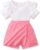Girls 2 Piece Clothes Ruffled Sleeve Striped Top and Pearl Skirt Short Set Girl Summer Clothes Size 6-12 Years