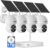 Hiseeu Solar Camera Wireless Outdoor, Home Security Camera System, 2.4G & 5G WiFi, Solar-Powered 4MP 4 Cam-Kit, Color Night Vision, 360° View, Pan & Tilt, 1TB HDD Local Recording, No Subscription