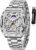 OLEVS Men Watches Business Dress Chronograph Big Square Quartz Analog Male Watch Silicone Strap Waterproof Date Gift Mens Wrsit Watch Silver