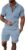UOUA Mens Summer Track Suits 2 Piece Shorts Sets Short Sleeve Sweatsuit Outfits 1/4 Zip Golf Polo Shirts Loungewear