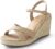 Ankis Wedge Sandals for Women, Espadrille Womens Wedge Sandals Comfortable Open Toe Cross Band Ankle Strap High Heel Wedges for Women Dressy Summer -3.4Inch