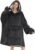 Mewkou Wearable Blanket Hoodie for Adult,Oversized Sherpa Fleece Blanket Hoodie for Women Men,Grey