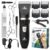 Pet Union Professional Dog Grooming Kit – Cordless Low Noise Dog Clippers for Grooming Thick Coats – All Pet Safe Cat Hair Trimmer – Pet Grooming Kit Includes Dog Hair Clippers, Nail Trimmer & Shears