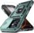 Janmitta Case for iPhone 14 & iPhone 13 Phone Cover Built in Slide Camera Lens Cover+Screen Protector,Heavy Duty Shockproof Full Body PhoneCase with Finger Ring Holder Kickstand,Dark Green