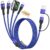 Cruise Travel Essentials 3 Type-C Ports 4 in 2 Multi Charging Cable for iWatch Charger/ iPhone17, USB C Splitter USBA/USBC Cable for iWatch Ultra/SE/11-2, iPhone17-15/S26/Car Charger, More, 5FT Blue