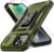 DEERLAMN Case for iPhone 13/iPhone 14 6.1-Inch with Slide Camera Cover+Screen Protector(2 Packs),Rotated Ring Kickstand Military Grade Shockproof Protective Cover-Olive Green