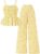 Cakaner Tween Girls Clothes Summer 2 Piece Outfit Set Ruffle Cami Top Wide Leg Pants with Pockets Size 8-13