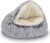 ShinHye Cat Bed Round Plush Fluffy Hooded Cat Bed Cave, Cozy for Indoor Cats or Small Dog beds, Soothing Pet Beds Doughnut Calm Anti-nxiety Dog Bed – Waterproof Bottom Washable (20×20inch, Grey)