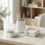 KIBAGA Modern Aesthetic Desk Accessories Set of 3 – Stylish Concrete Organizers for Pens & Office Supplies – A Cute and Functional Addition to Your Workspace Decor
