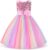 Uhnice Little Girl’s Sequin Sleeveless Mesh Rainbow Dress for Wedding Party