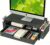 ECOLOVI Desk Organizer and Accessories, 2-Tier Computer Monitor Stand Rise with Storage Drawer & 2 Pen Holders, Laptop & Printer Stand for Desktop, Workspace Organizers for Office Supplies (Black)