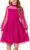 Arshiner Girls Dresses Contrast Mesh Puff Long Sleeve Mock Neck Formal Party A Line Short Tulle Dress