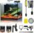 3 Gallon Small Fish Tank Glass Aquarium Set, Starter Kit with Heater Water Pump Cleaning Filter Bright Light Rocks Gravel Cleaning Tool, Leak-Proof Clear Rimless Desktop Spaces Saving Betta Fish
