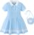 Renotemy Infant Baby Girl Dress Toddler Girls Summer Clothes School Outfits Cotton Short Sleeve Polo Dresses with Bag 12M-5T