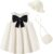 SODLON Baby Girl Dress Summer Clothes Bow Bubble Dresses Infant 3-Piece Outfits Toddler Girls Linen Sleeveless Sundress 3M-3T