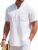 COOFANDY Men’s Cotton Linen Henley Shirt Short Sleeve Hippie Casual Beach T-Shirts with Pocket