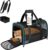 17″ Soft-Sided Pet Travel Carrier for Cats and Small Dogs, Airline – Approved, Travel Tote with Mesh Windows, Foldable Bowl, Shoulder Strap, Black