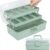 TERGOO 12.5in 3-Layer Multipurpose Craft Organizers and Storage with Adjustable Dividers, Portable Tackle Box, Folding Art & Craft Case for Medicine, Tool, Sewing Organizer (Haze Green)