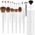 LUXBRU Makeup Brushes With Case 20PCs Professional Makeup Brush Set, Foundation Powder Eyeshadow Brush Set Eyebrow Concealer Contour Travel Brushes Kit with Holder & 2 Powder Puff-White