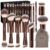 MAANGE 20 PCS Foundation Makeup Brush Set, Double-ended Kabuki Contour Brush for Liquid Powder Concealer Blending Blush Face Makeup Tools (Coffee)