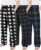 IHU 3 Pack Boys Pajama Pants Kids Micro Fleece Pj Bottoms Sleepwear Plaid Lounge Pant with Drawstring Pockets Boy Clothes
