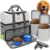 Mancro Dual Layers Dog Travel Bag, Pet Travel Bags with 2 Extra Large Food Containers, 2 Collapsible Dog Bowls, Multi-Pockets Tote Organizer for Pet Supplies, Road Trip Essentials, Weekend Camping