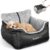 BurgeonNest Dog Car Seat for Small Dogs, Soft Pet Car Travel Home Bed Under 25 lbs, Fully Detachable and Washable Cat Booster Carseats with Storage Pockets and Clip-On Leash Portable Carrier,Black