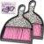THINKLEARN 2PCS Mini Dustpan and Brush Set, Small Broom and Dustpan Set with Pink Leopard Print Design, Hand Broom Whisk Broom and Dust Pan for Cleaning Desk, Home, Cars, Pets, Kids
