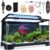 3.5 Gallon Betta Fish Tank, All in One Aquarium Starter Kits with Back Filter, Adjustable Pump, 25W Heater, LED Thermometer, LED Light with Timer & Water Changer Kit, Gifts for Mom Wife