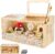 Wooden Hamster Cage,32″ Lx16 Wx16 H,2 Washable Liner, Animal Cabinet for Dwarf Syrian Hamsters Degus, Hamster Habitat with Openable Top and Large Acrylic Sheets, Natural Wooden Hamster Habitat