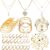 IFKM Gold Plated Jewelry Set for Women,14k Gold Plated Multi Layer Necklaces Stackable Bangle Bracelets Stackable Knuckle Rings Hoop Earrings Set Anniversary Trendy Elegance Charms Anniversary Birthday Jewelry Gift