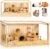 Leinuosen 14 in 1 Wooden Hamster Cage 32 Inch Guinea Pig Cages with House Water Bottle Wheel More Guinea Pig Cage Accessories Large Hamster Cages and Habitats Acrylic Openable Top for Small Animal
