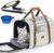Morpilot Pet Travel Carrier Bag, Soft-Sided Dog Carrier Cat Carrier Pet Carrier, for Large Cats and Medium Puppies up to 25lbs, with Locking Safety Zippers, Foldable Bowl (Beige)